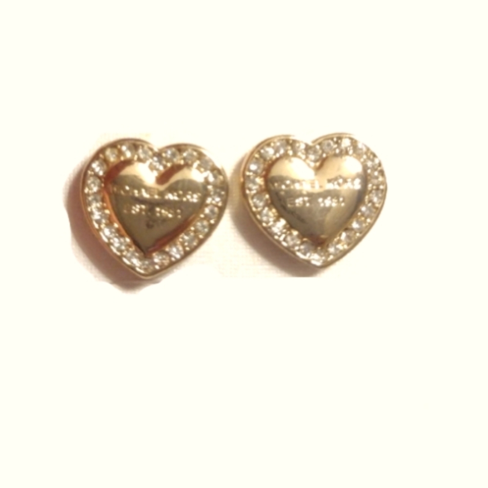 COPY - Michael Kors Gold Heart Stud Earrings with Crystals NOT TAGS NO DUST BAG
